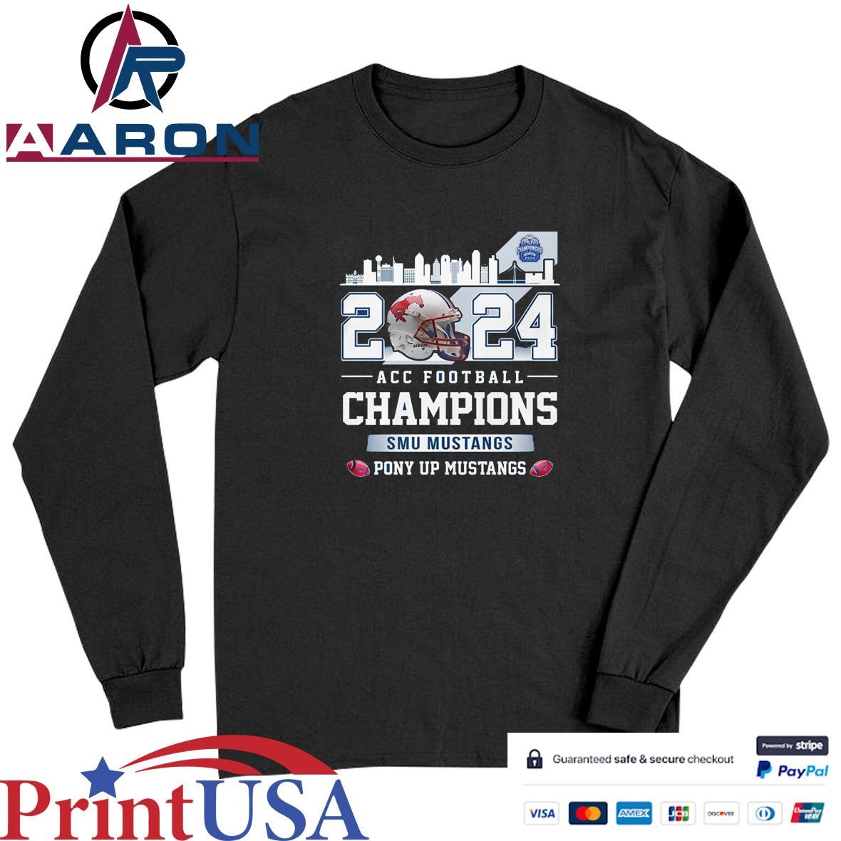 SMU Mustangs ACC Champions 2024 Pony Up Mustangs Skyline T-Shirts Long Sleeve
