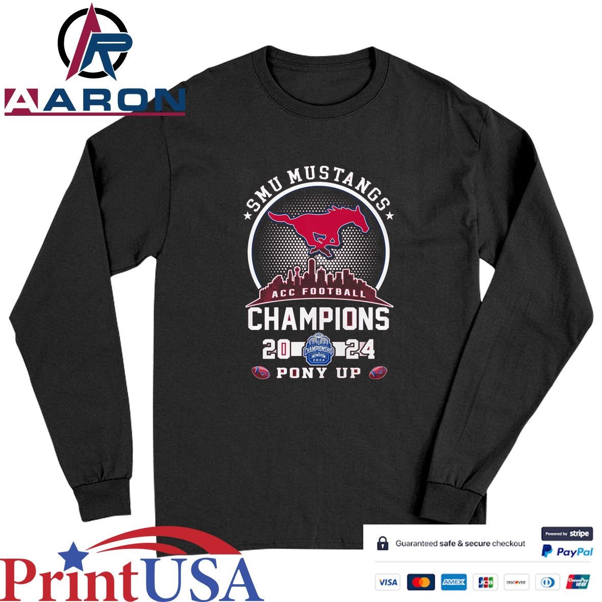 SMU Mustangs ACC Football Champions 2024 Pony Up T-Shirts Long Sleeve