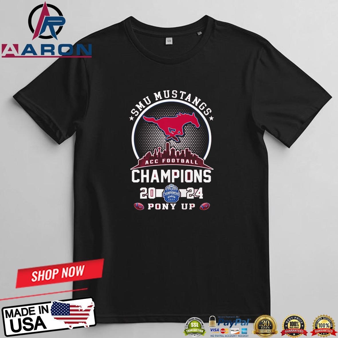 SMU Mustangs ACC Football Champions 2024 Pony Up T-Shirts