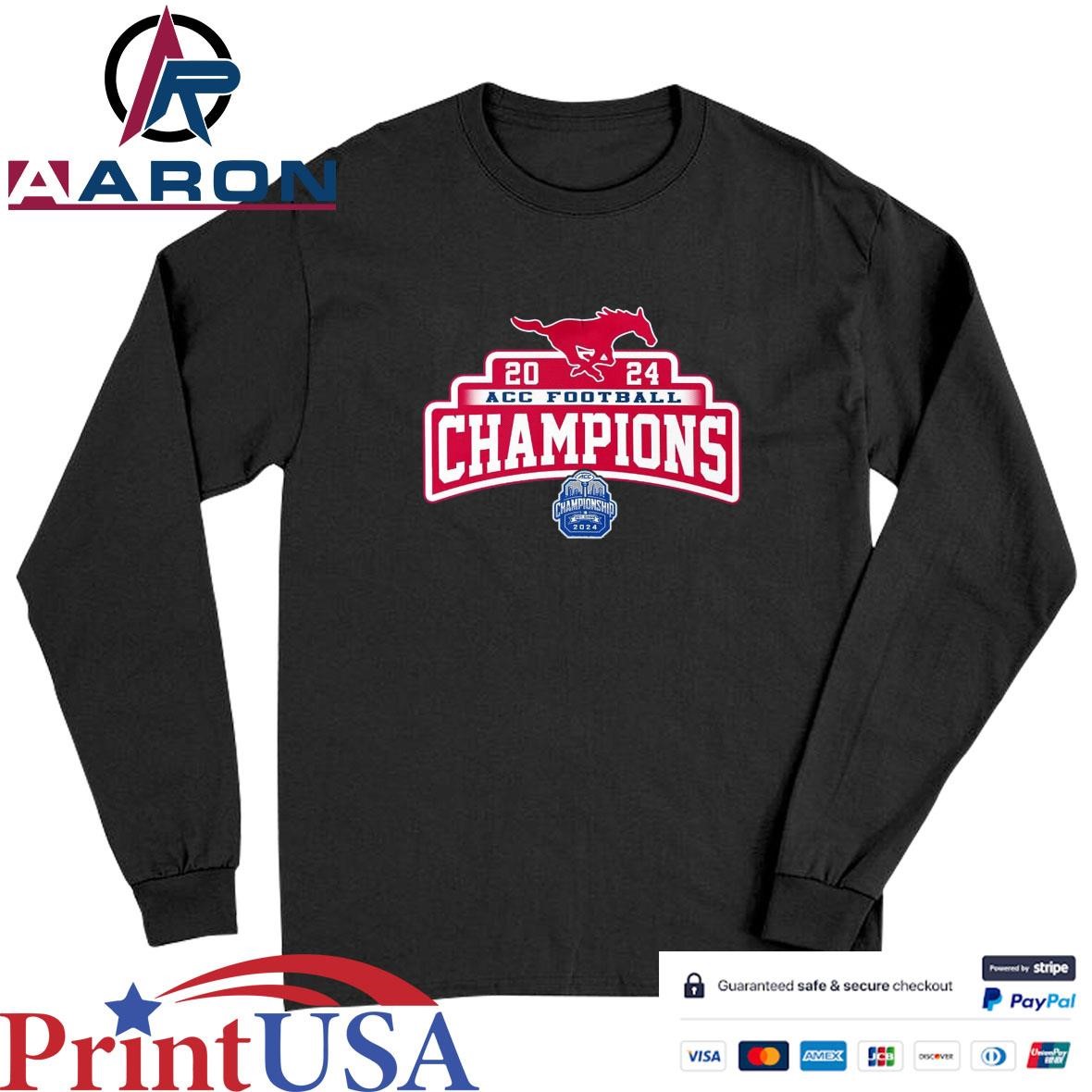 SMU Mustangs Team ACC Football Champions 2024 T-Shirts Long Sleeve