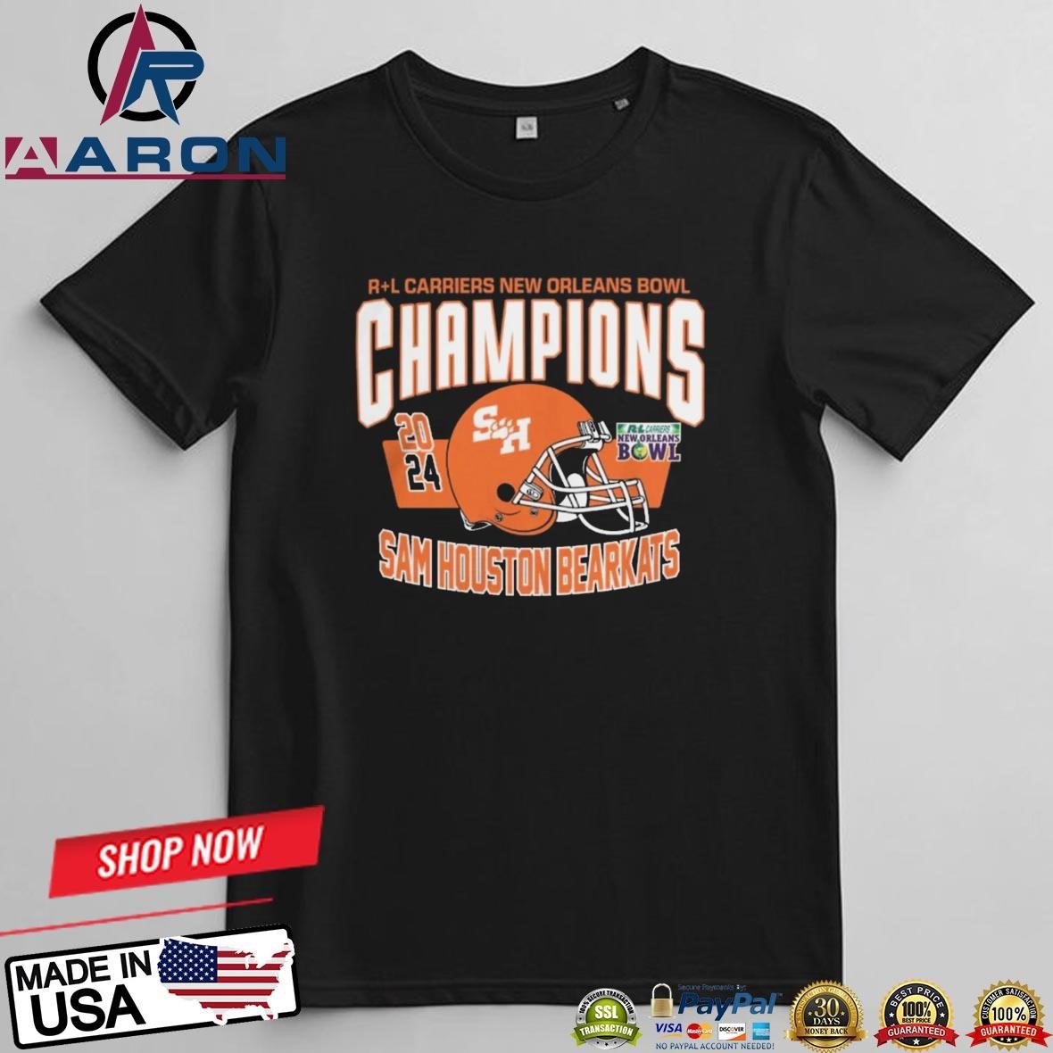 Sam Houston Bearkats New Orleans Bowl Champions 2024 Helmet T-Shirts