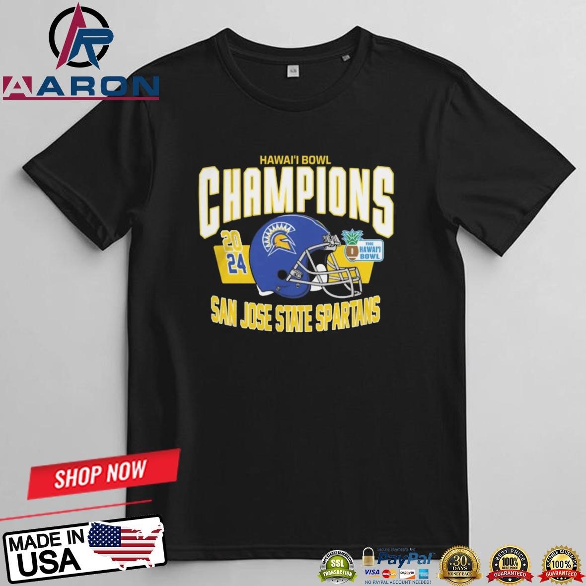 San Jose State Spartans Hawai'I Bowl Champions 2024 Helmet T-Shirts