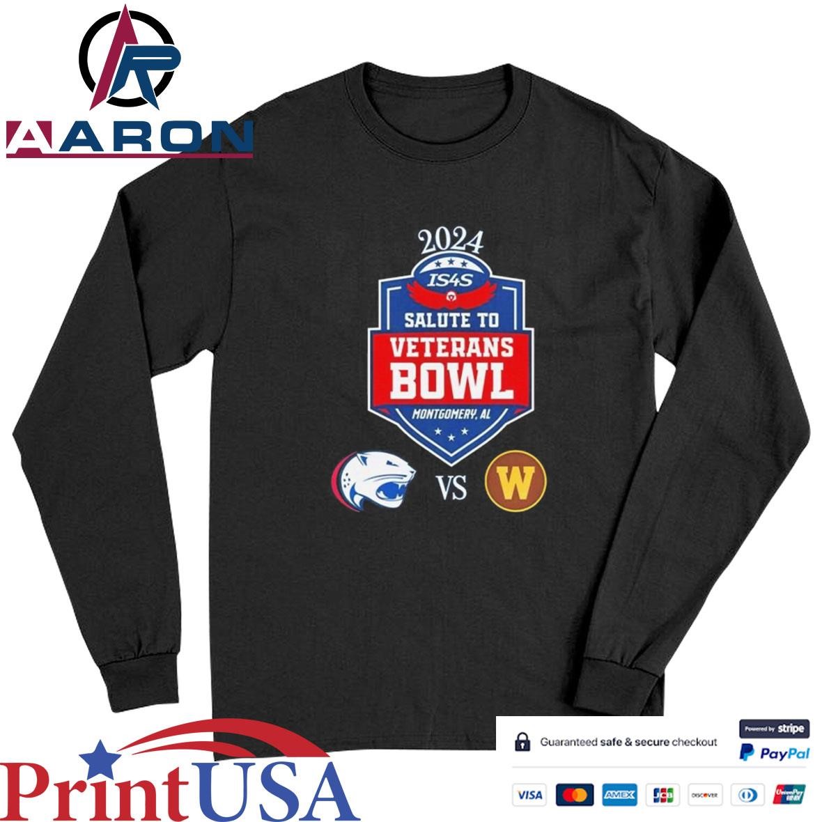 South Alabama Jaguars Vs Western Michigan 2024 Is4s Salute To Veterans Bowl Matchup T-Shirts Long Sleeve