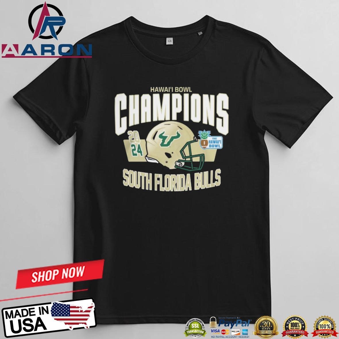 South Florida Bulls Hawai'I Bowl Champions 2024 Helmet T-Shirts