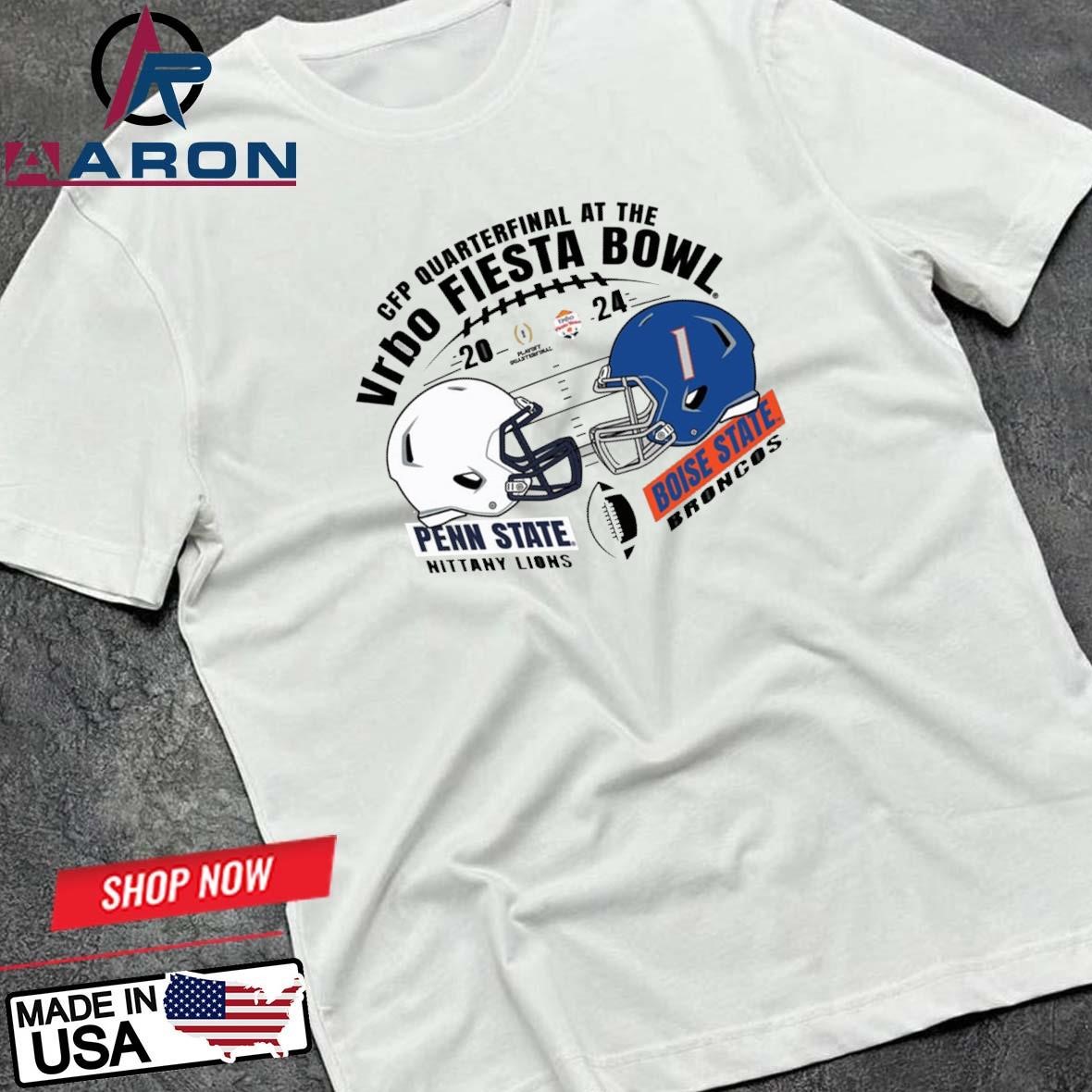 Official Boise State Broncos Vs Penn State Nittany Lions 2024 CFP Quarterfinal At The Vrbo Fiesta Bowl Head To Head T-Shirts