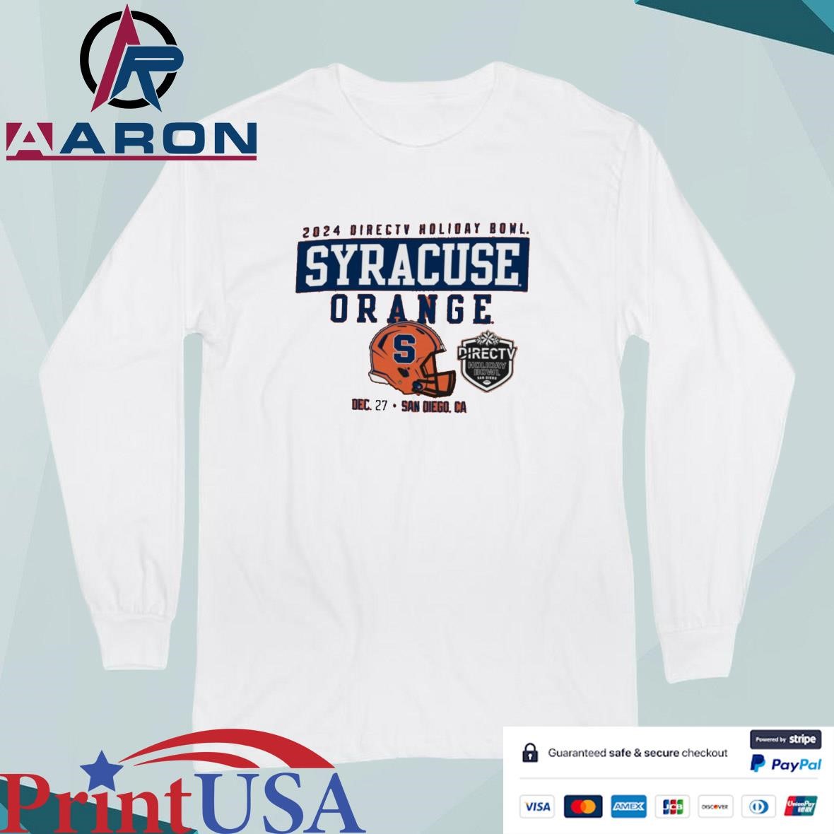Syracuse Orange Dec 27 2024 Directv Holiday Bowl Helmet T-Shirts Long Sleeve