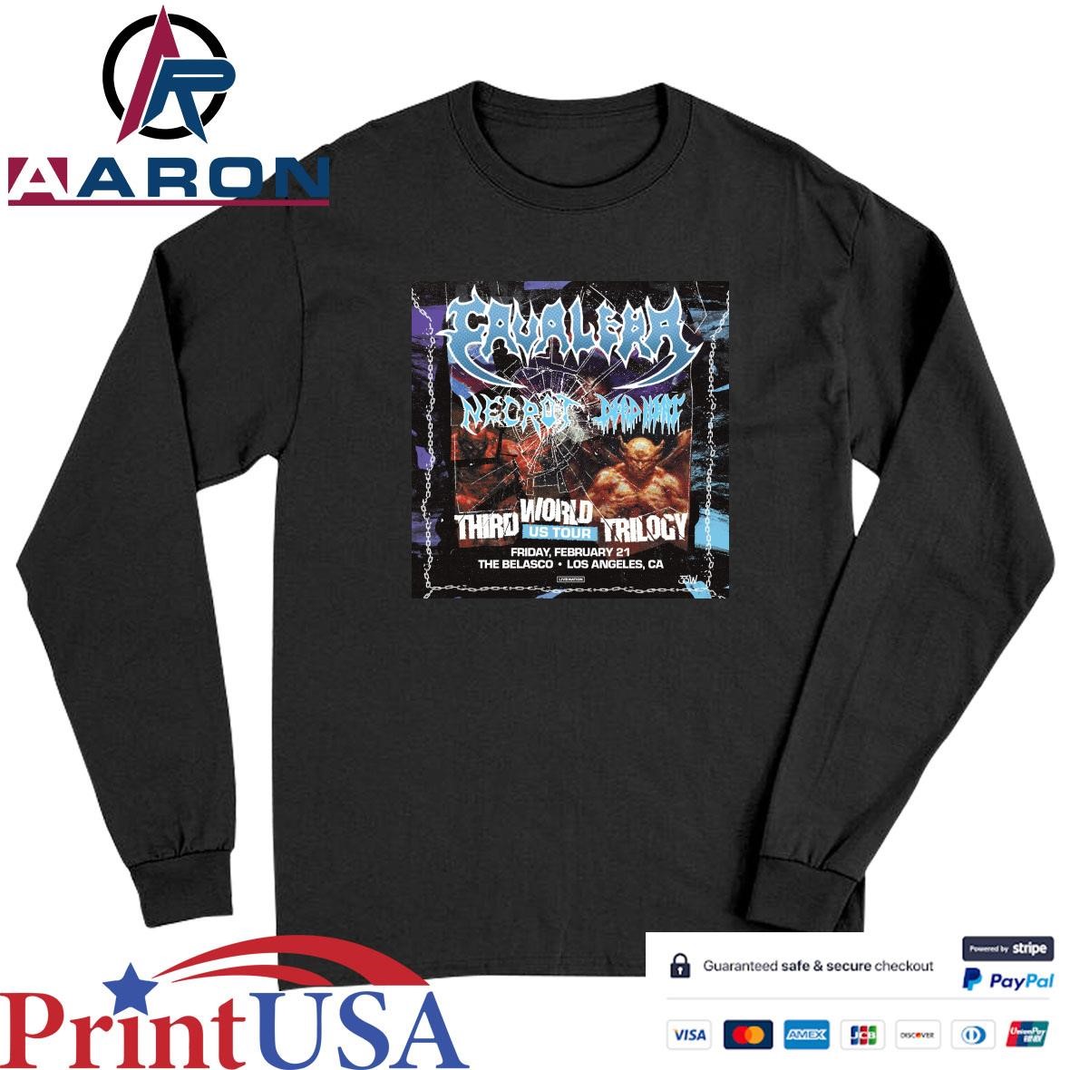 The Cavalera With Necrot And Dead Event Heat Third World Trilogy US Tour At The Belasco In Los Angeles CA On February 21 2025 T-Shirts Long Sleeve