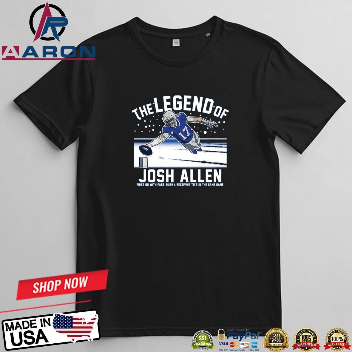 The Legend Of Josh Allen First QB With Pass Rush Receiving T-Shirts
