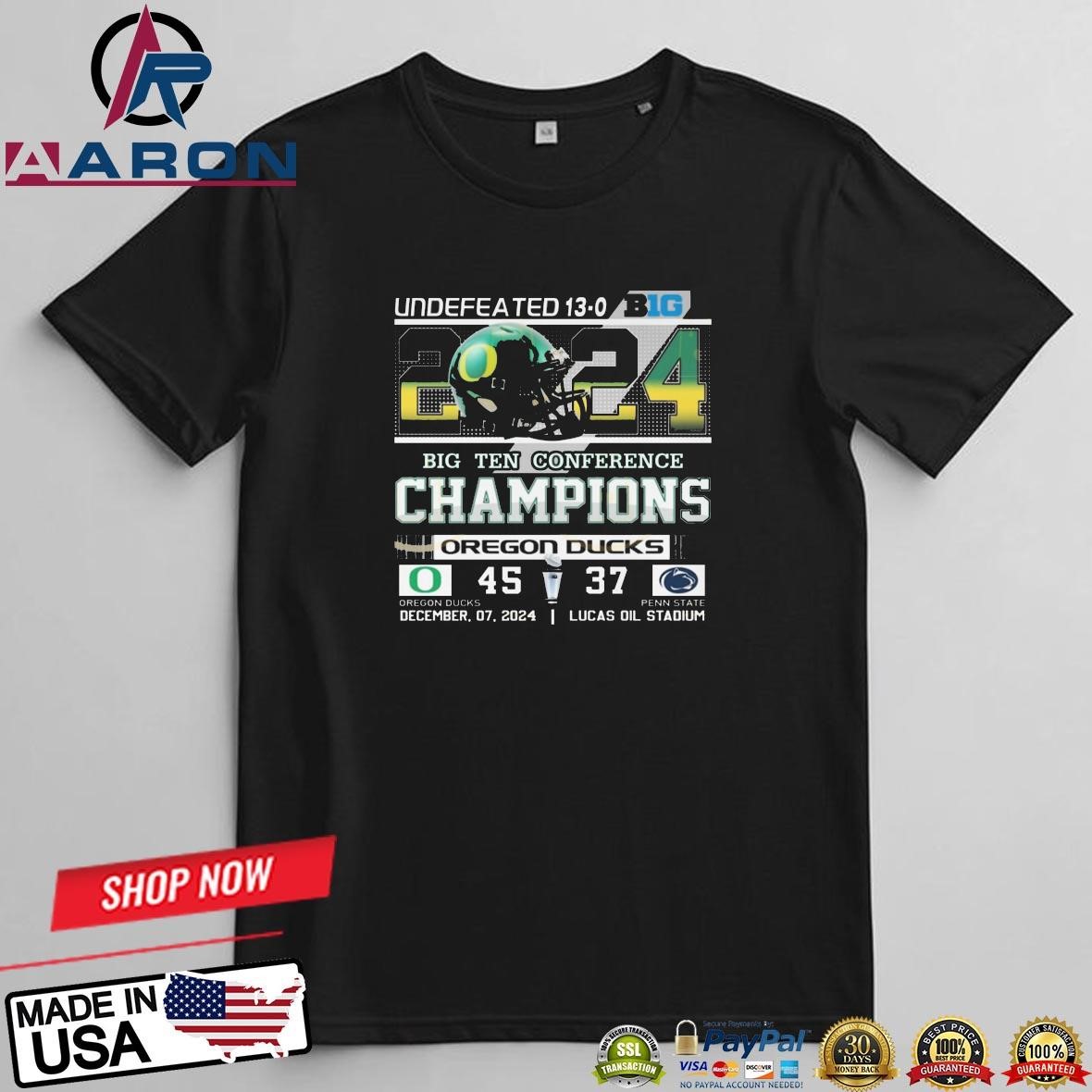 Undefeated 13-0 Big Ten 2024 Conference Champions Oregon Ducks T-Shirts