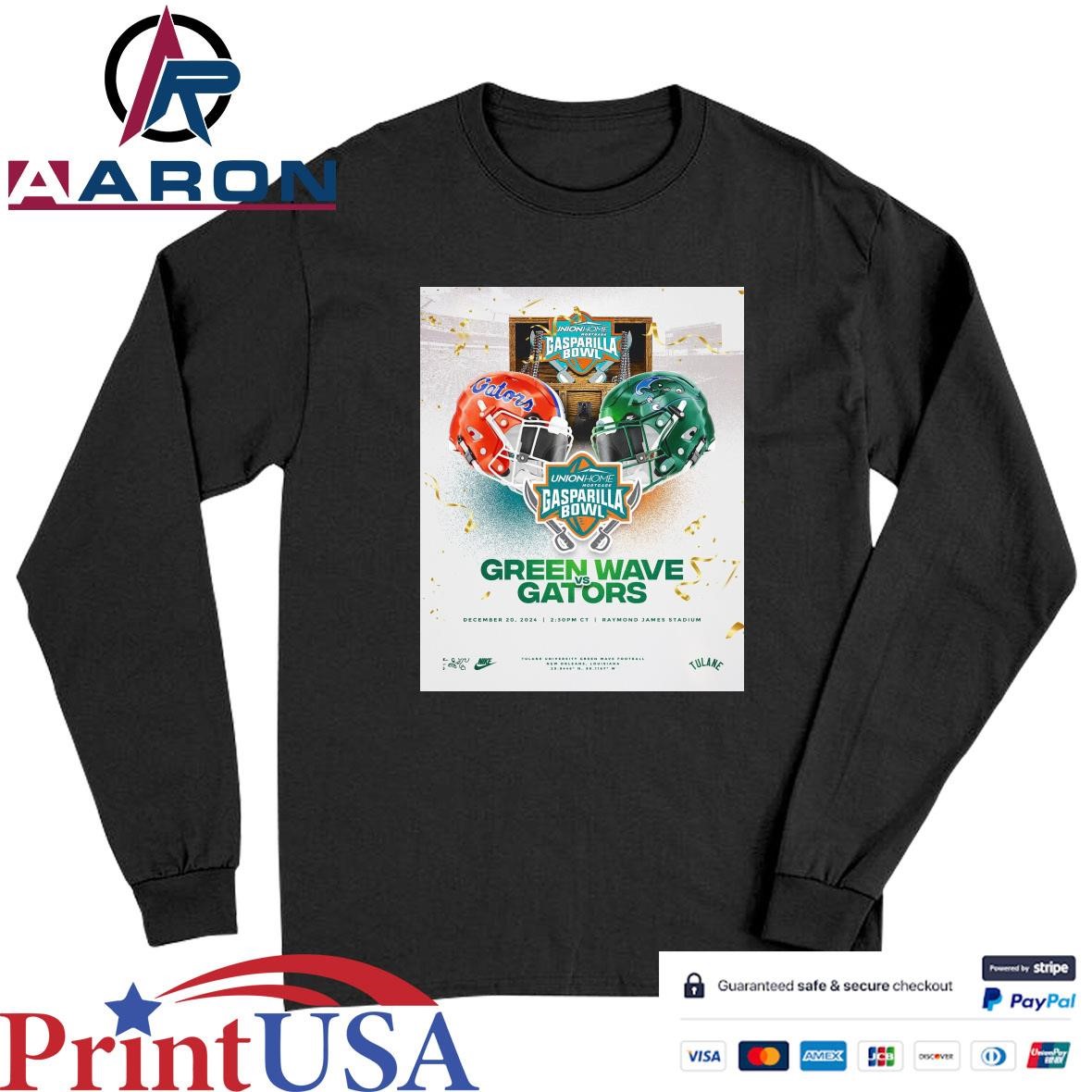 Union Home Mortgage Gasparilla Bowl Green Wave Vs Florida Gators Dec 20 2024 T-Shirts Long Sleeve
