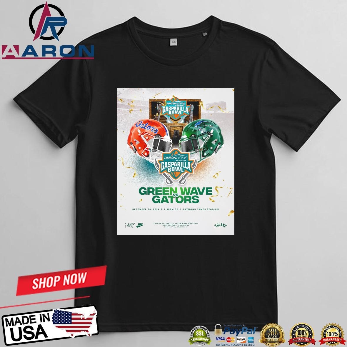 Union Home Mortgage Gasparilla Bowl Green Wave Vs Florida Gators Dec 20 2024 T-Shirts