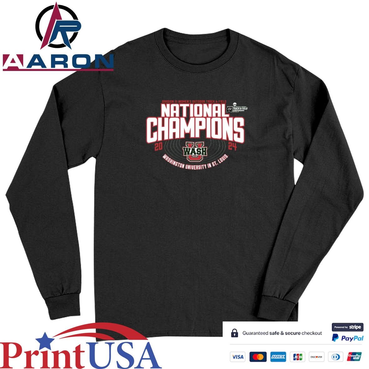 Washington University Women's Track & Field 2024 DIII National Champions T-Shirts Long Sleeve