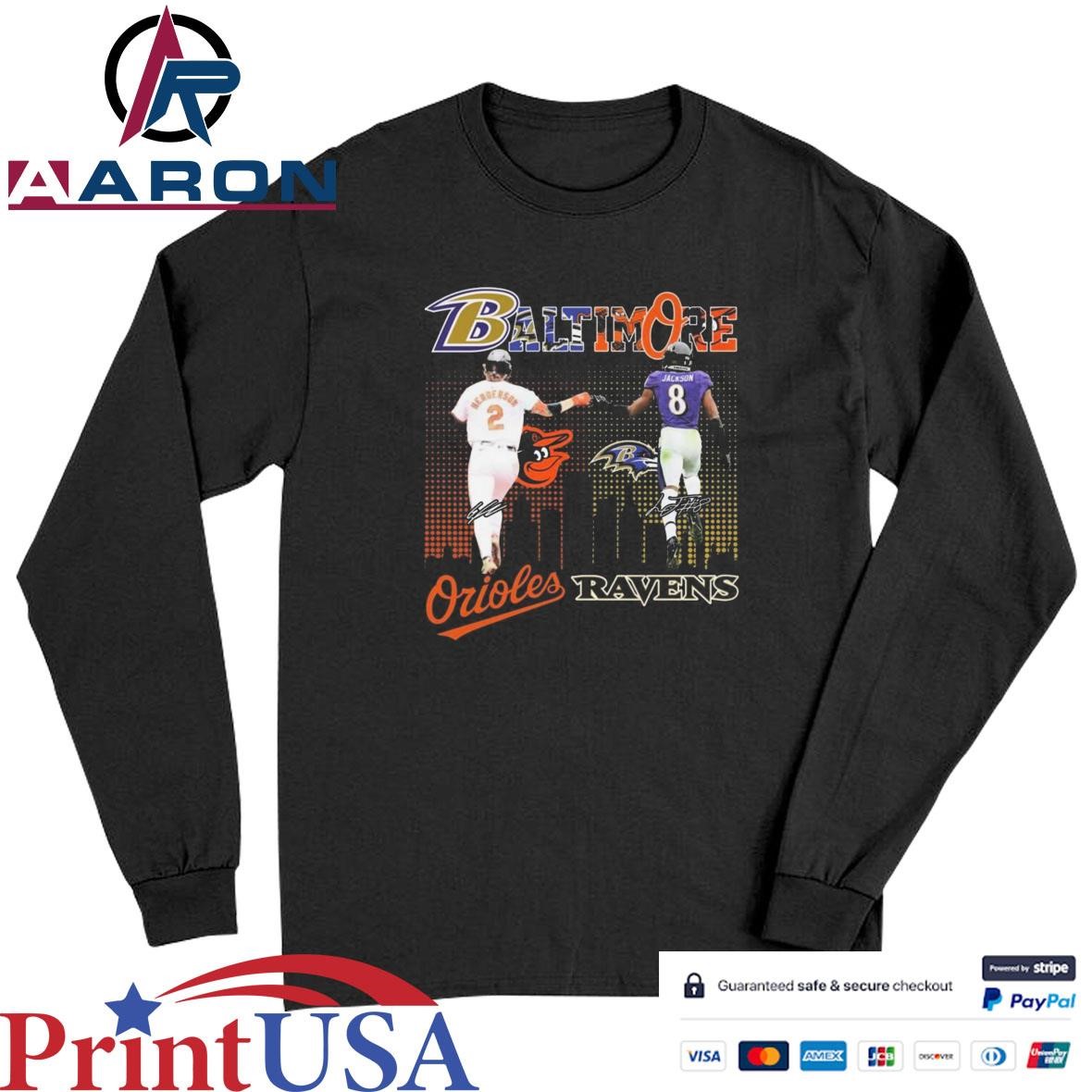 Official Baltimore Oriles With Ravens Connect To Win For Fans Baltimore Signatures T-Shirts Long Sleeve