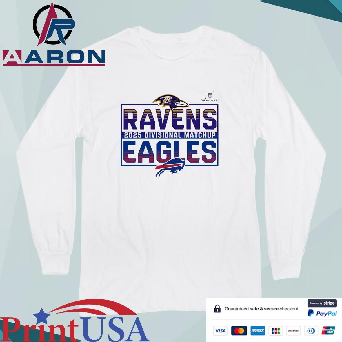 Official 2025 NFL Playoffs Baltimore Ravens Head To Head Buffalo Bills 2025 Divisional Matchup T-Shirts Long Sleeve