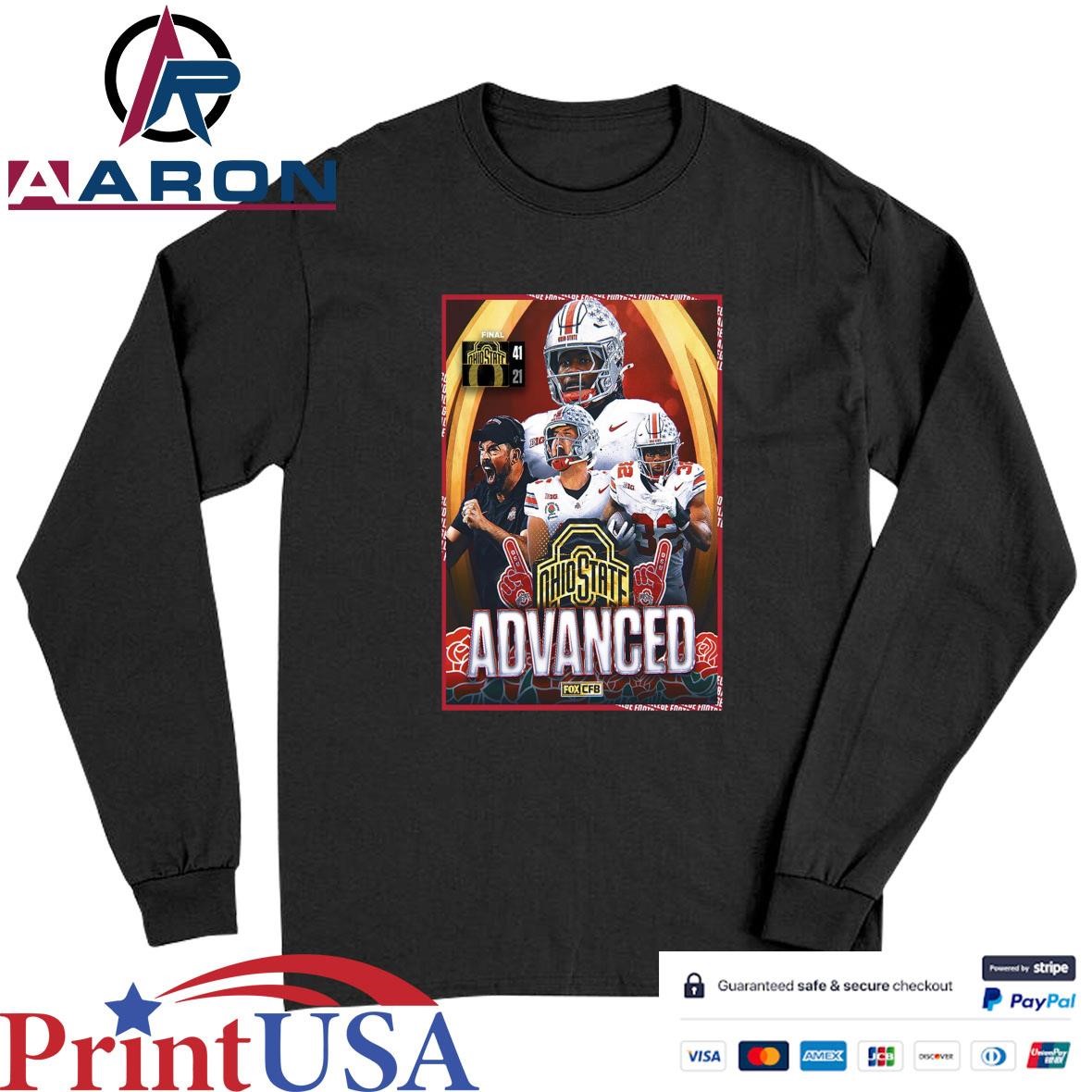 Official 2025 Rose Bowl Champions Ohio State Buckeyes Football Advanced T-Shirts Long Sleeve