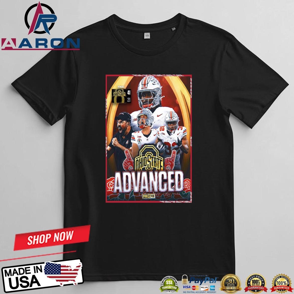 Official 2025 Rose Bowl Champions Ohio State Buckeyes Football Advanced T-Shirts