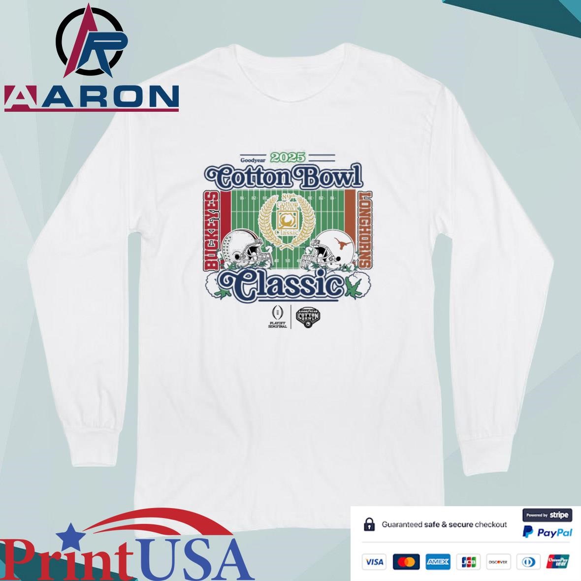 Official Buckeyes Vs Longhorns 2025 Goodyear Cotton Bowl Classic T-Shirts Long Sleeve