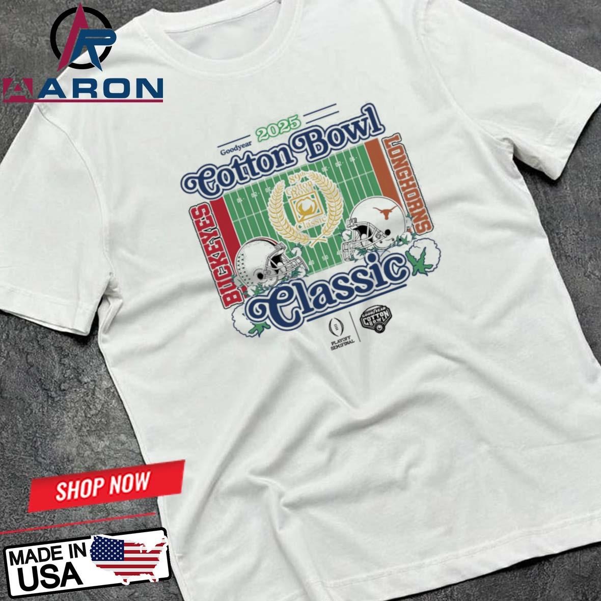 Official Buckeyes Vs Longhorns 2025 Goodyear Cotton Bowl Classic T-Shirts