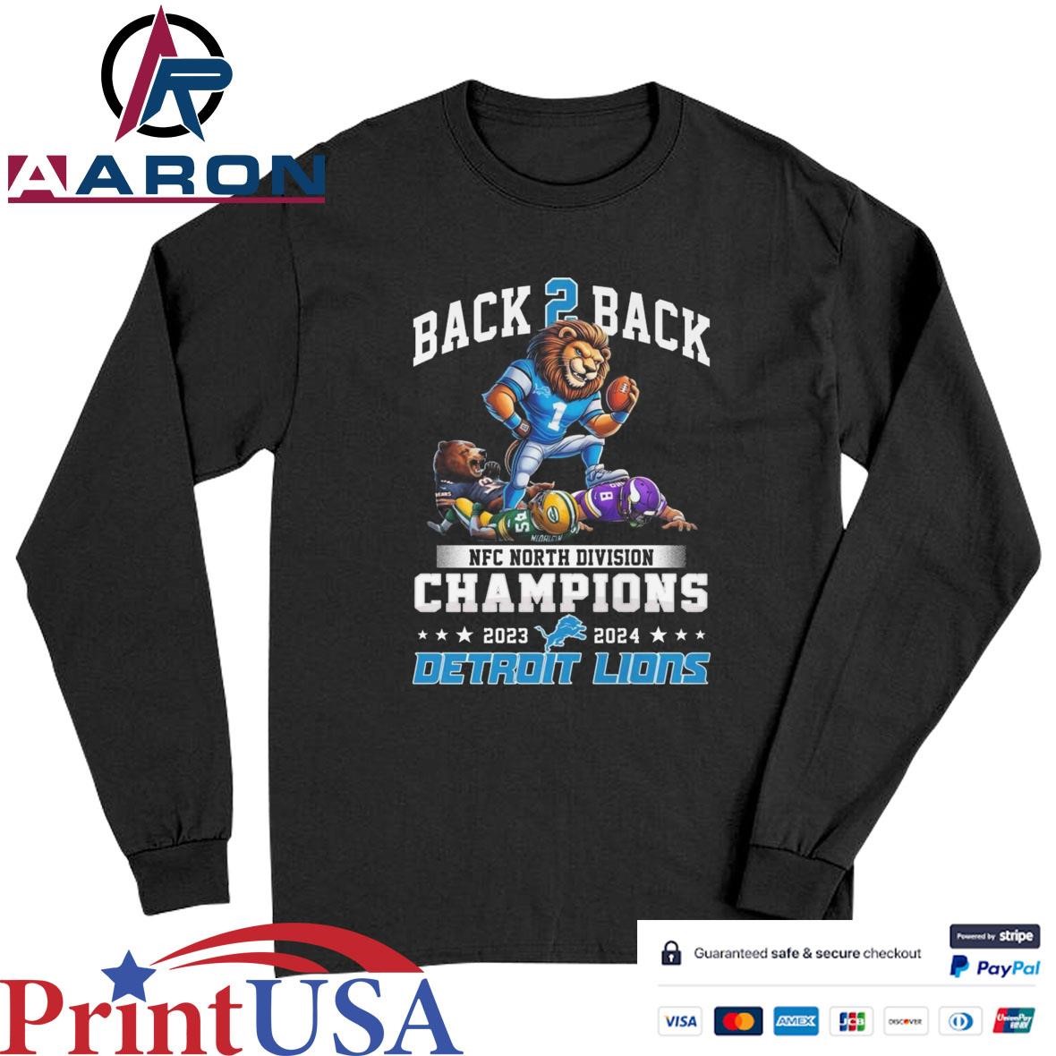 Official Detroit Lions Back 2 Back NFC North Champions 2024 Beat Them All T-Shirts Long Sleeve