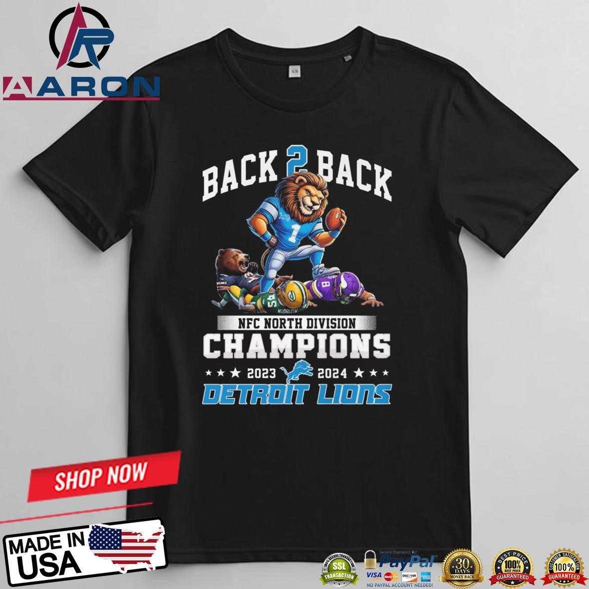 Official Detroit Lions Back 2 Back NFC North Champions 2024 Beat Them All T-Shirts t-shirt