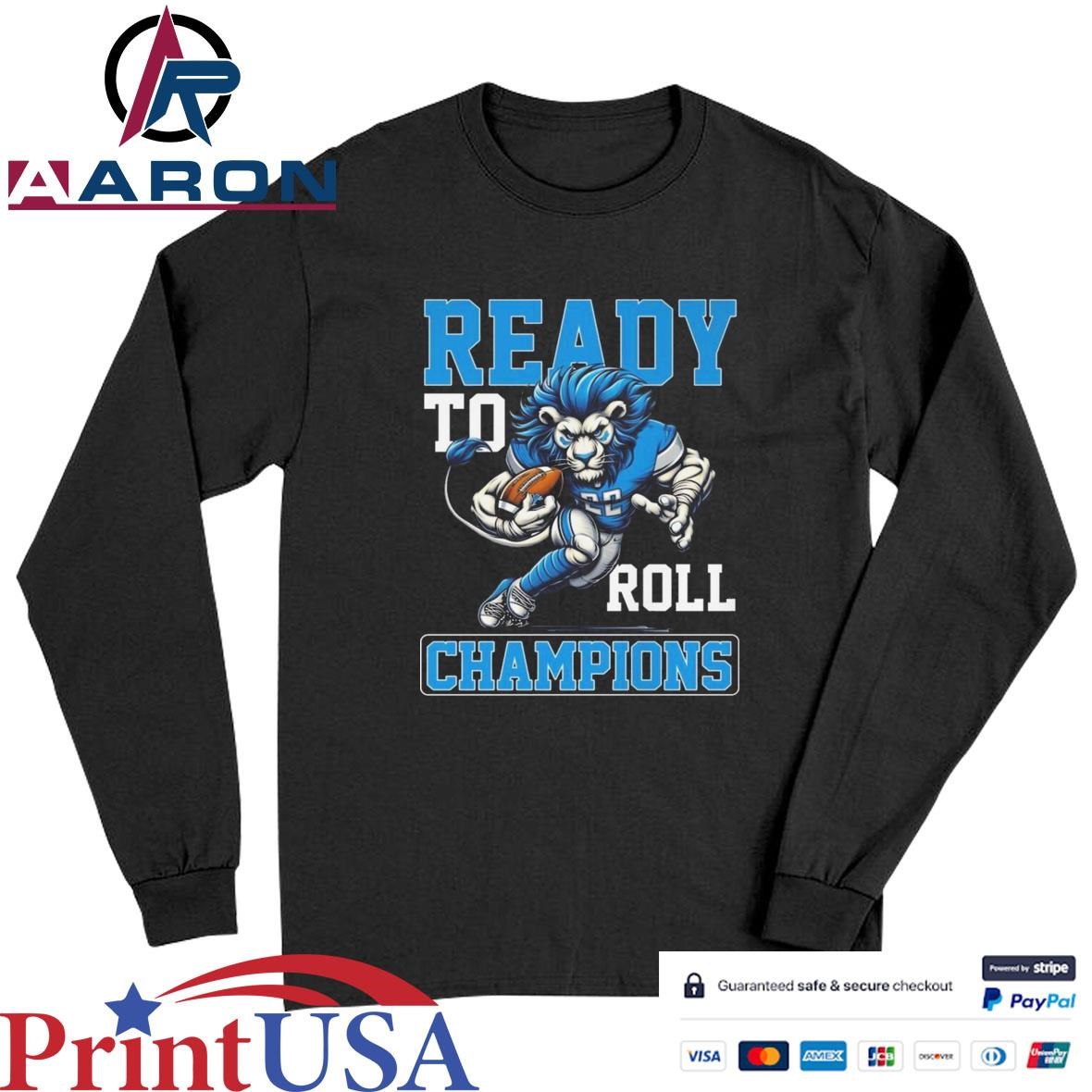 Official Detroit Lions Ready To Roll NFC North Champions 2024 Lion Football T-Shirts Long Sleeve