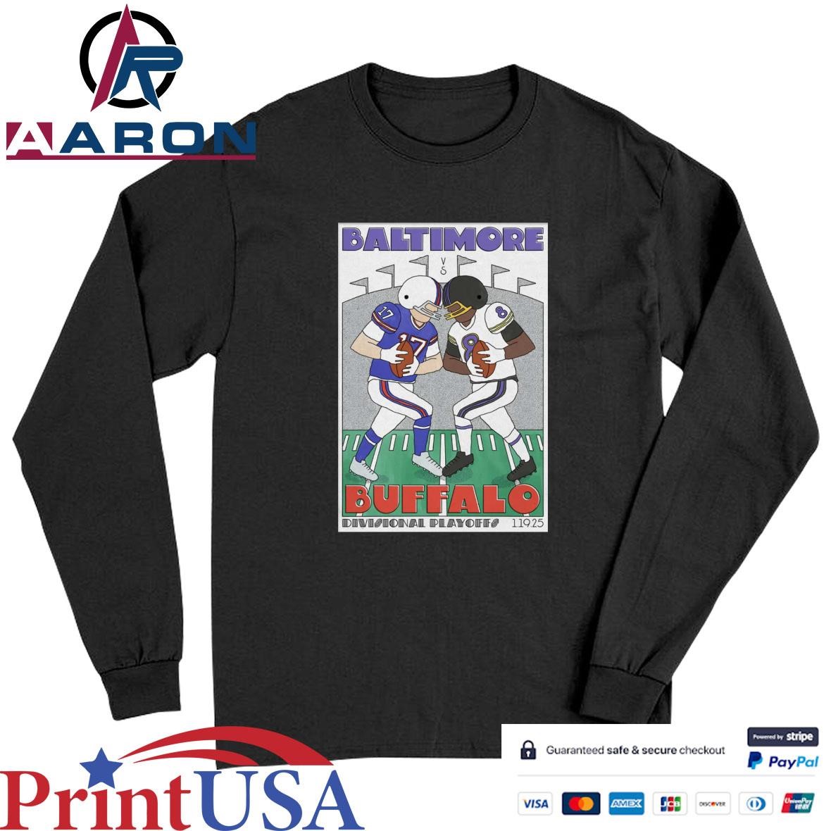 Official Event Baltimore Vs Buffalo 19 Jan 2025 Divisional Playoffs Poster T-Shirts Long Sleeve