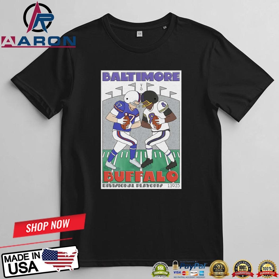 Official Event Baltimore Vs Buffalo 19 Jan 2025 Divisional Playoffs Poster T-Shirts t-shirt