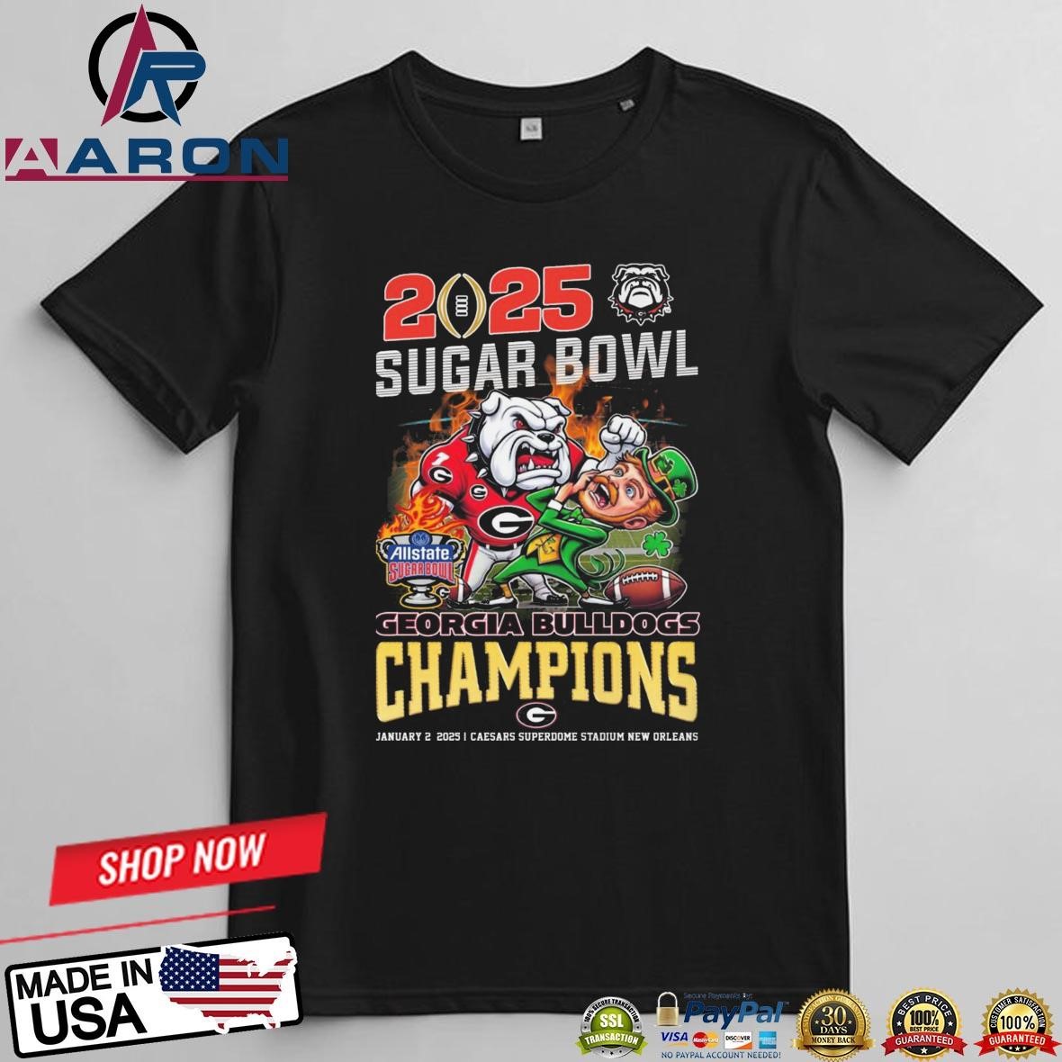 Official Georgia Bulldogs 2025 Sugar Bowl Champions Caesars Superdome Stadium New Orleans T-Shirts