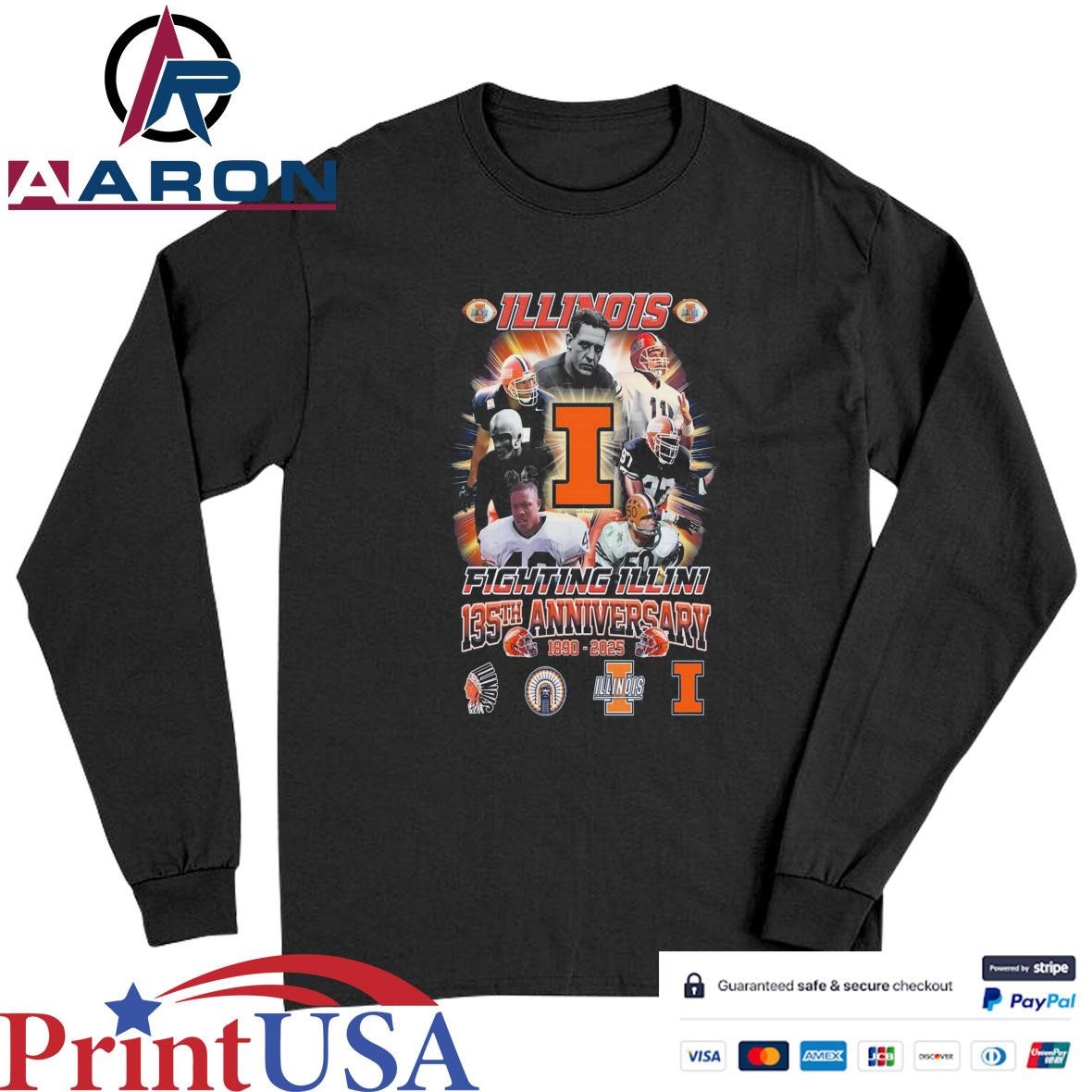 Official Illinois Fighting Illini 135th Anniversary 1890-2025 T-Shirts Long Sleeve