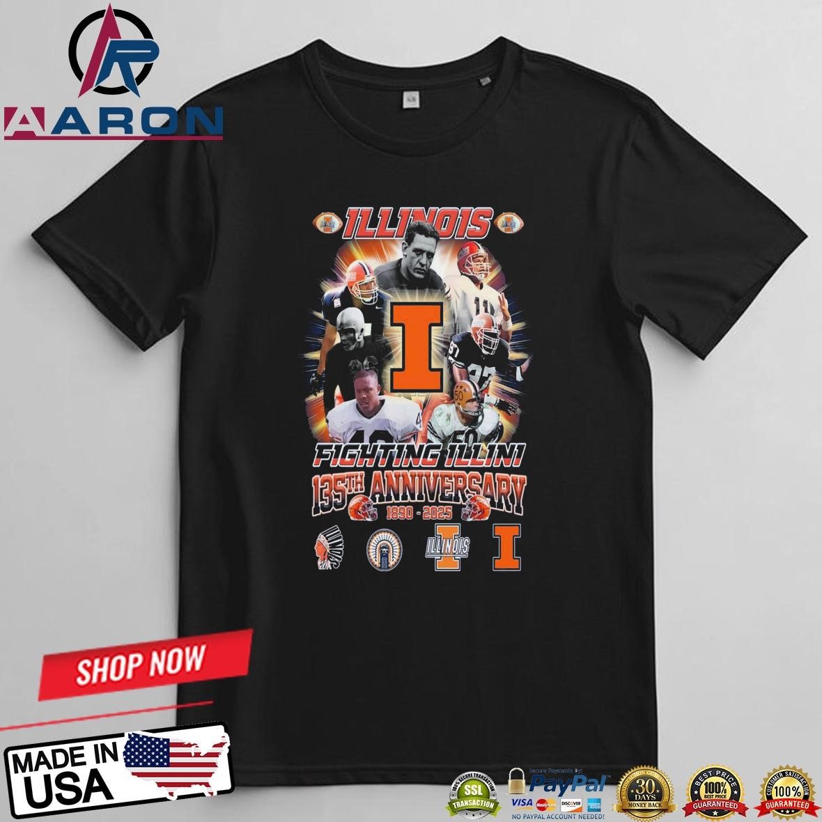 Official Illinois Fighting Illini 135th Anniversary 1890-2025 T-Shirts