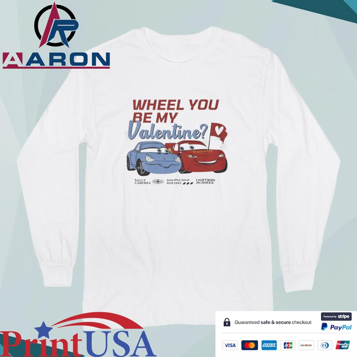 Official Lightning McQueen Sally Carrera Wheel You Be My Valentine T-Shirts Long Sleeve