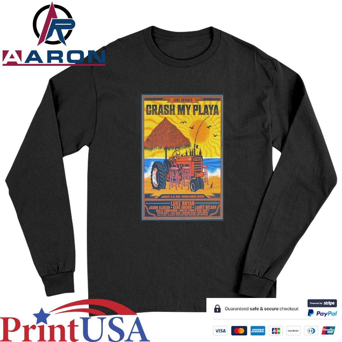 Official Luke Bryan Jan 15-18, 2025 Moon Palace Cancun, Mexico Concert Poster T-Shirts Long Sleeve