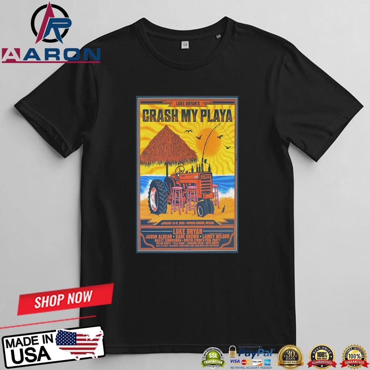 Official Luke Bryan Jan 15-18, 2025 Moon Palace Cancun, Mexico Concert Poster T-Shirts t-shirt