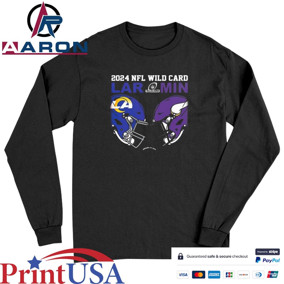 Official Minnesota Vikings Vs Los Angeles Rams 2024 NFL Wild Card Matchup Head To Head T-Shirts Long Sleeve