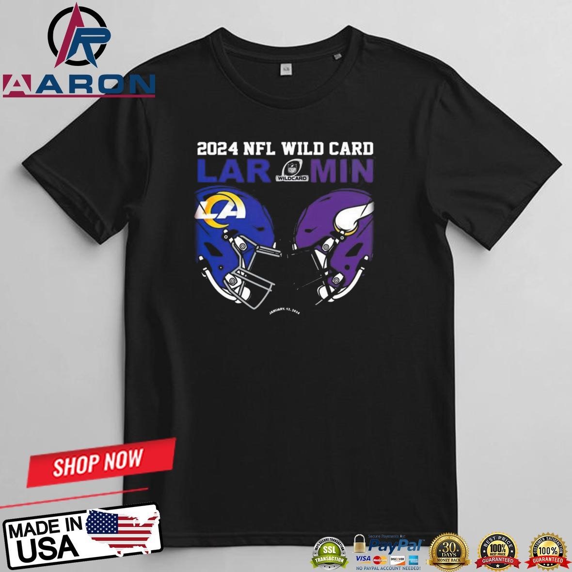 Official Minnesota Vikings Vs Los Angeles Rams 2024 NFL Wild Card Matchup Head To Head T-Shirts