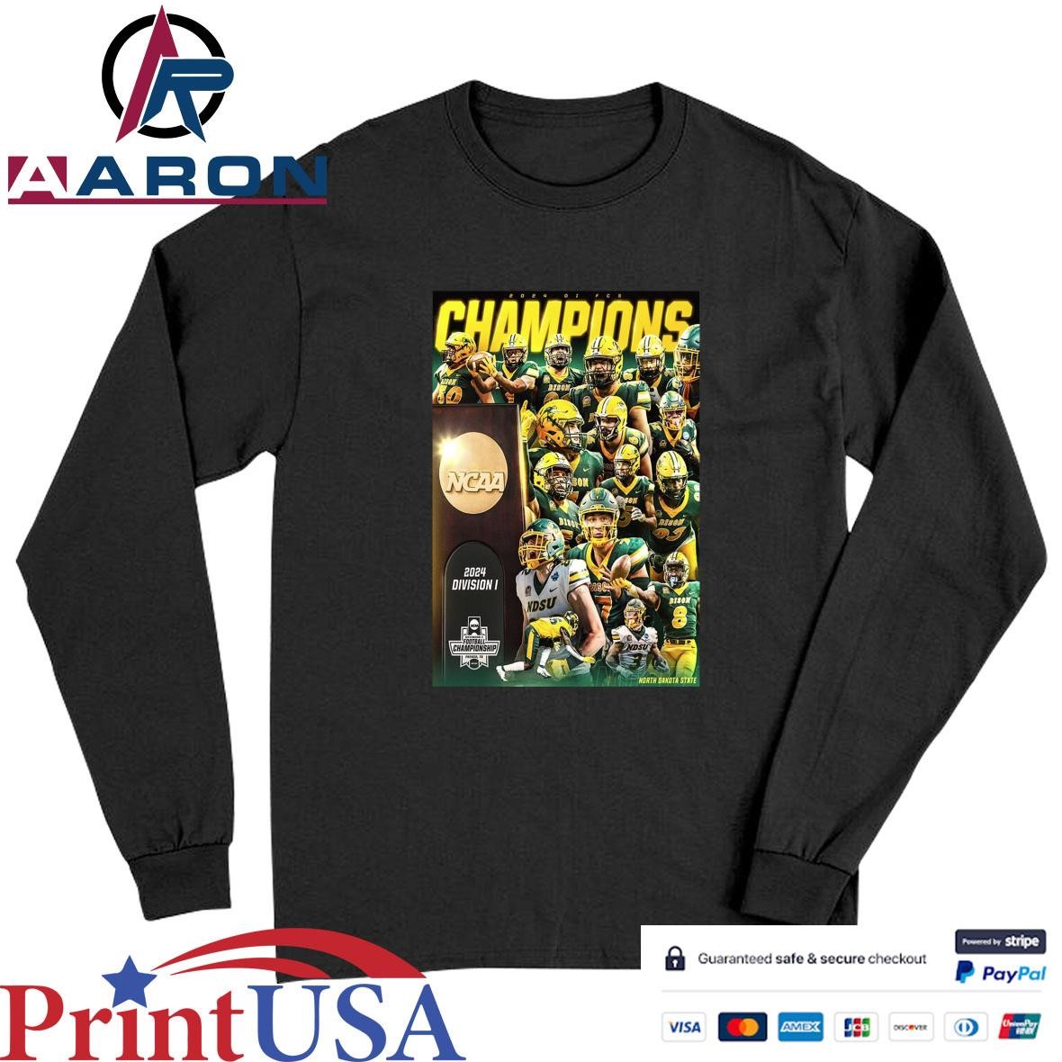 Official NDSU Football Are 2024 Division I FCS National Champions NCAA T-Shirts Long Sleeve