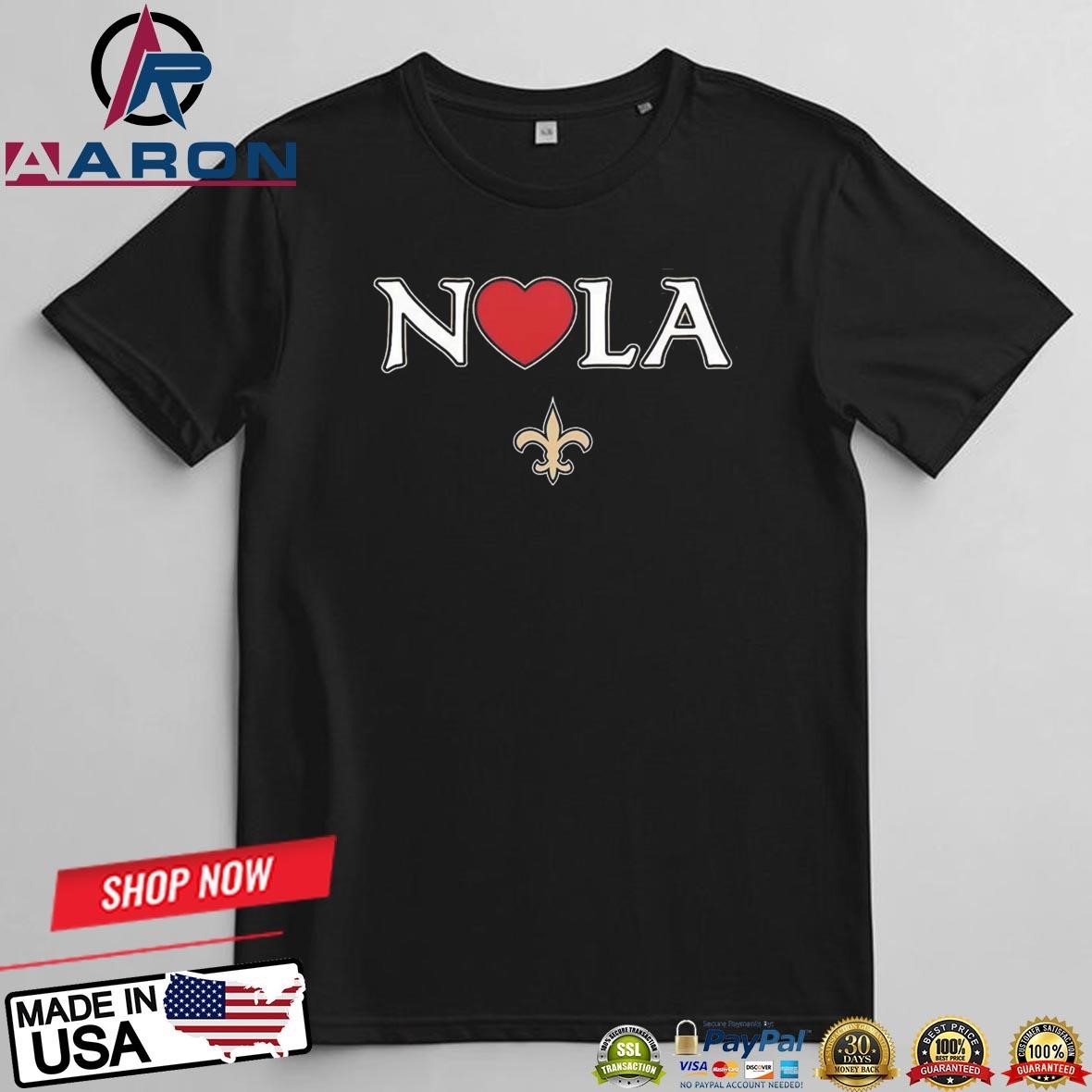 Official New Orleans Saints Love Nola LA Team NFL Season T-Shirts