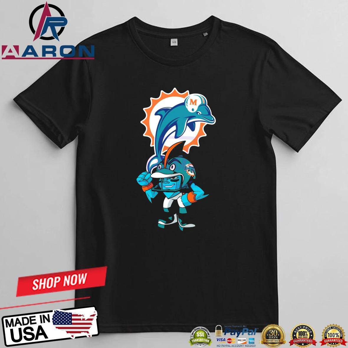 Official Nfl Rush Zone Miami Dolphins Cartoon Character T-Shirts