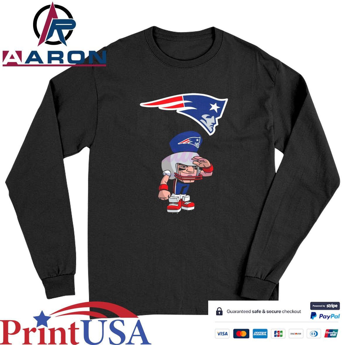 Official Nfl Rush Zone New England Patriots Cartoon Character T-Shirts Long Sleeve