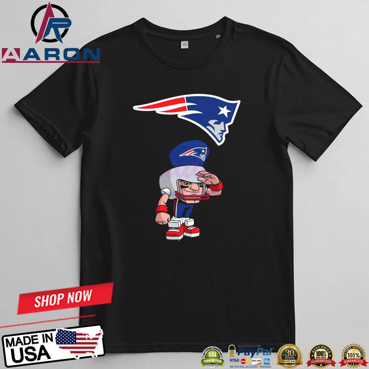 Official Nfl Rush Zone New England Patriots Cartoon Character T-Shirts