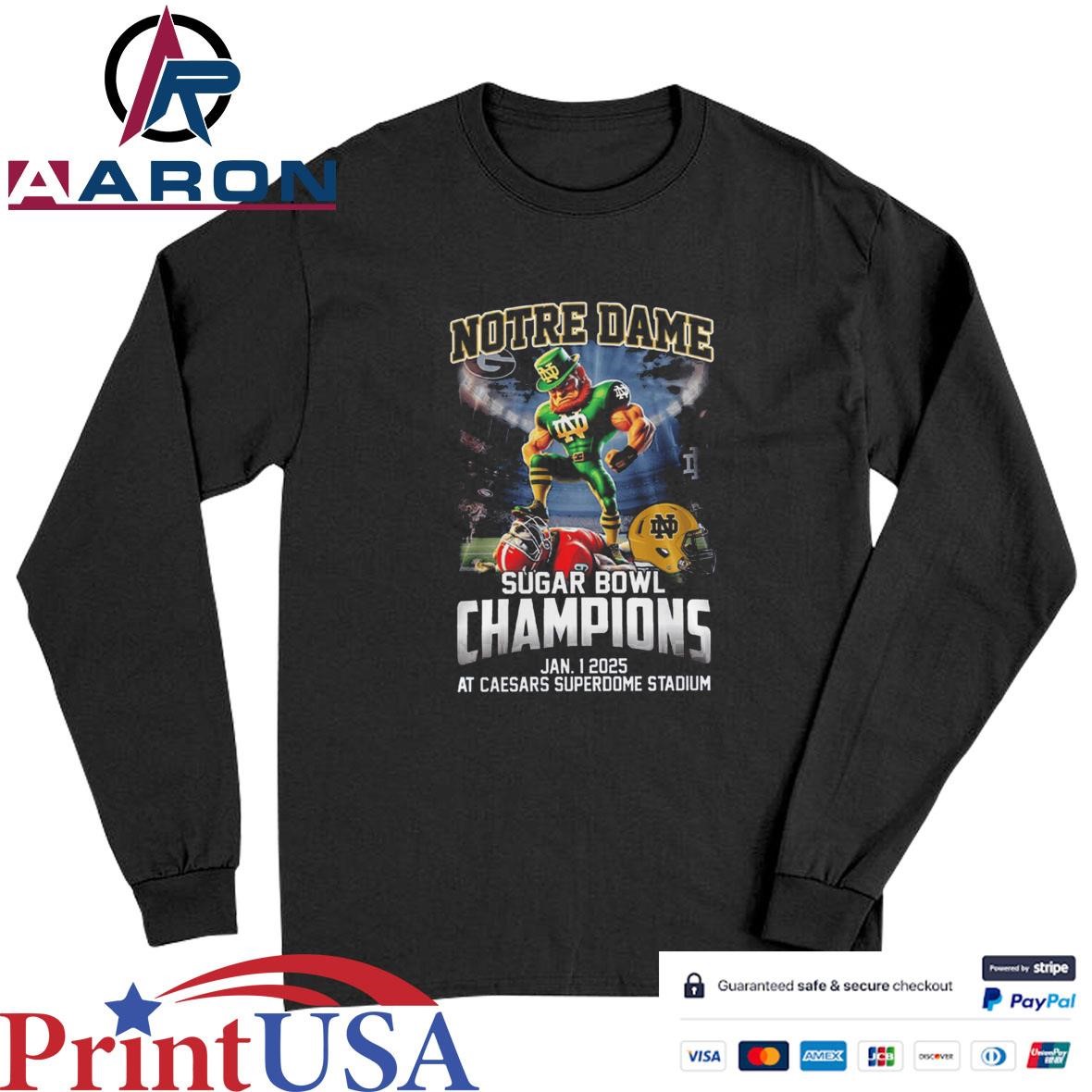 Official Notre Dame Fighting Irish Sugar Bowl Champs 2025 It’s Time Mascot T-Shirts Long Sleeve
