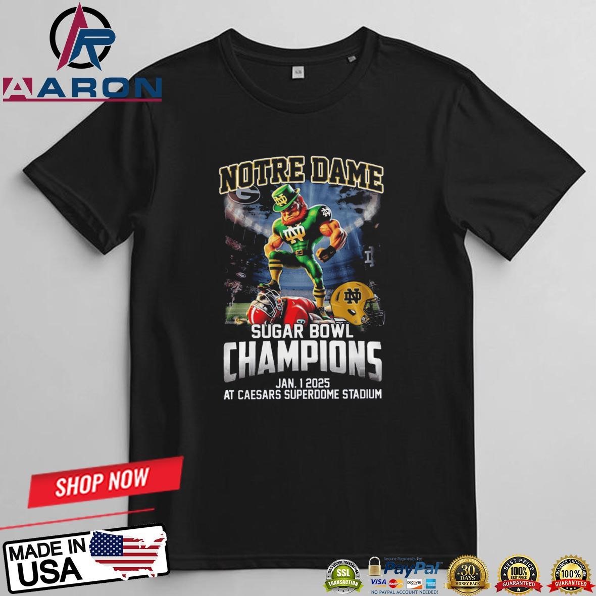 Official Notre Dame Fighting Irish Sugar Bowl Champs 2025 It’s Time Mascot T-Shirts
