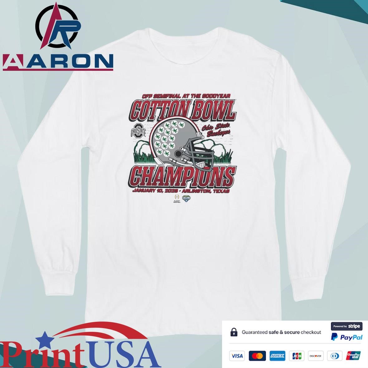 Official Ohio State Buckeyes 2024-25 National Championship Bound Cotton Bowl Helmet T-Shirts Long Sleeve