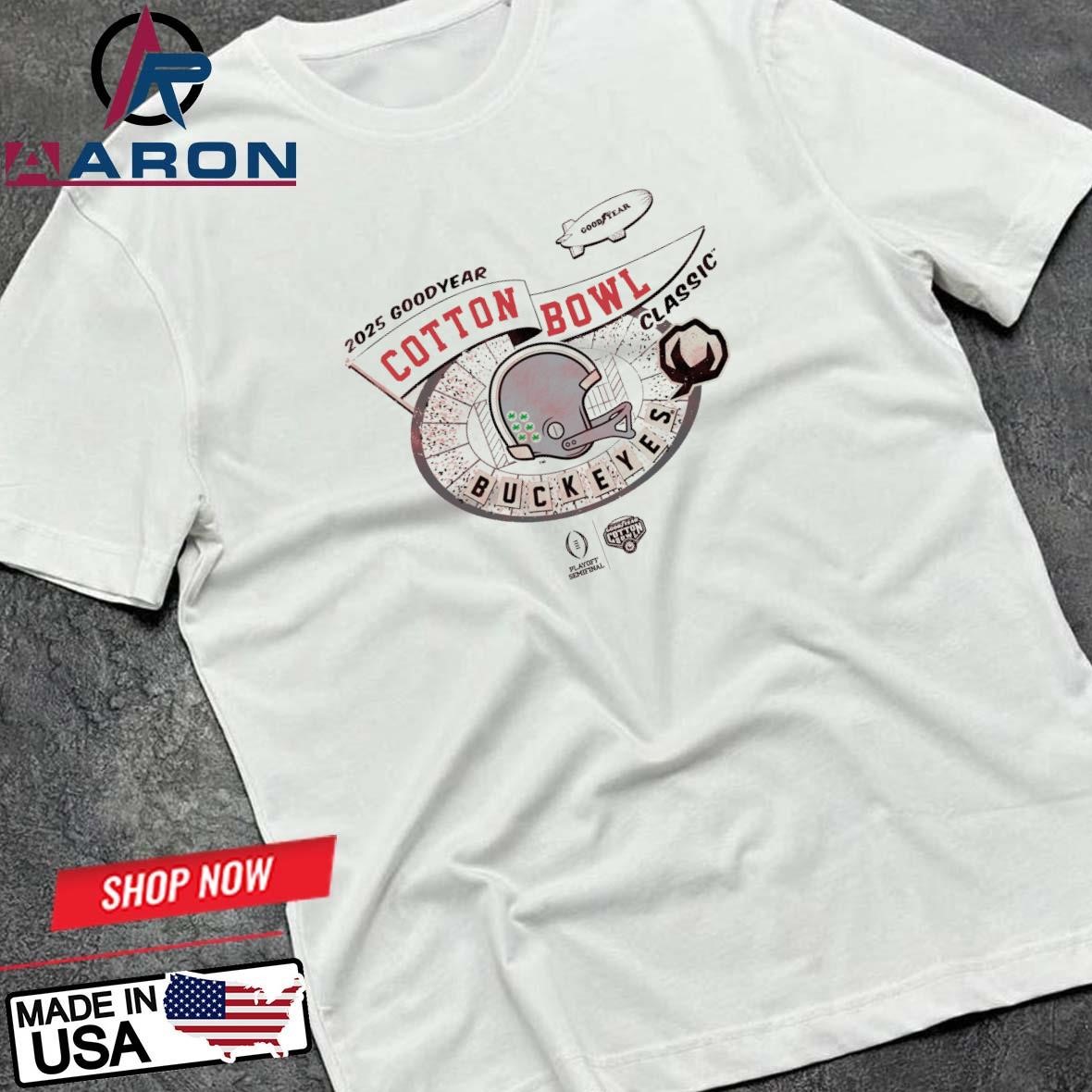 Official Ohio State Buckeyes 2025 Goodyear Cotton Bowl Classic Helmet T-Shirts