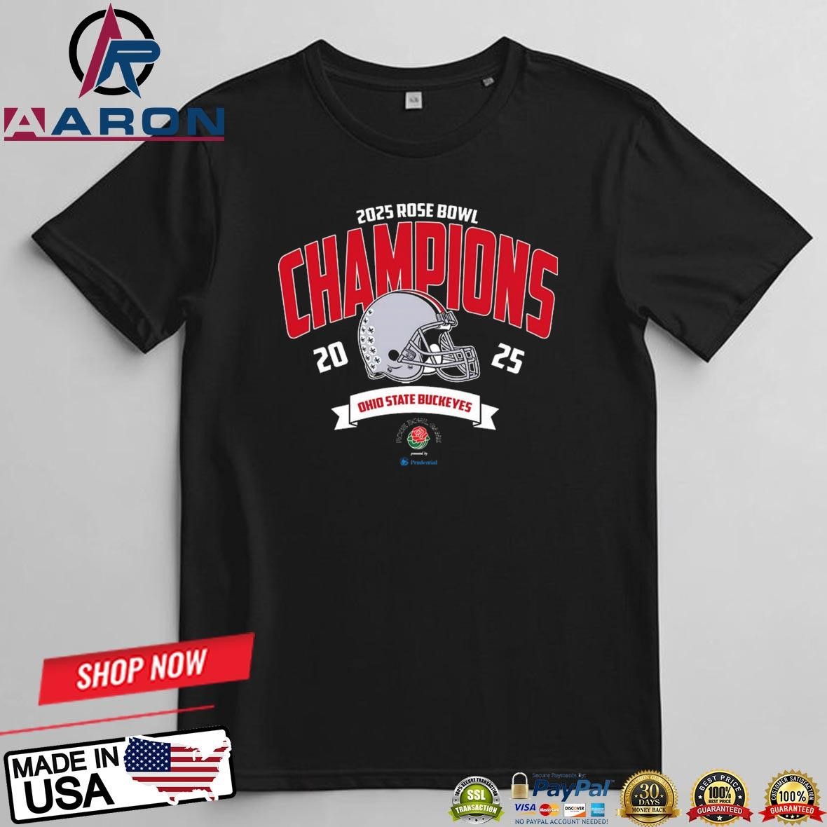 Official Ohio State Buckeyes Football Champions 2025 Rose Bowl Presented By Prudential NCAA College Football T-Shirts