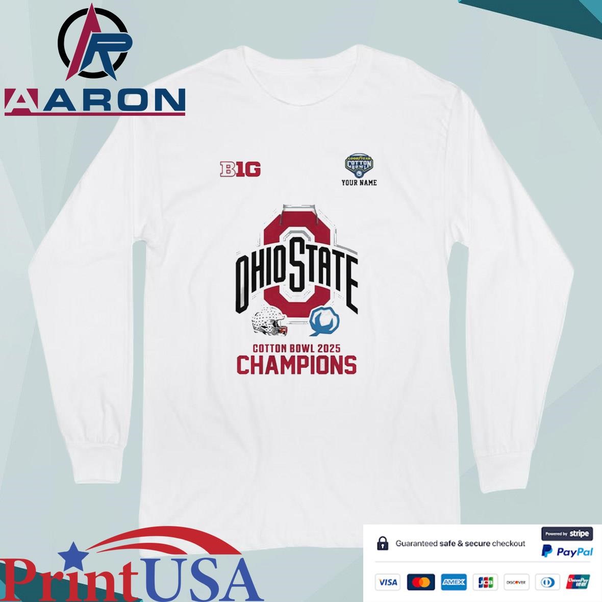 Official Ohio State Buckeyes Playoff Semifinal Goodyear Cotton Bowl 2025 Champions T-Shirts Long Sleeve