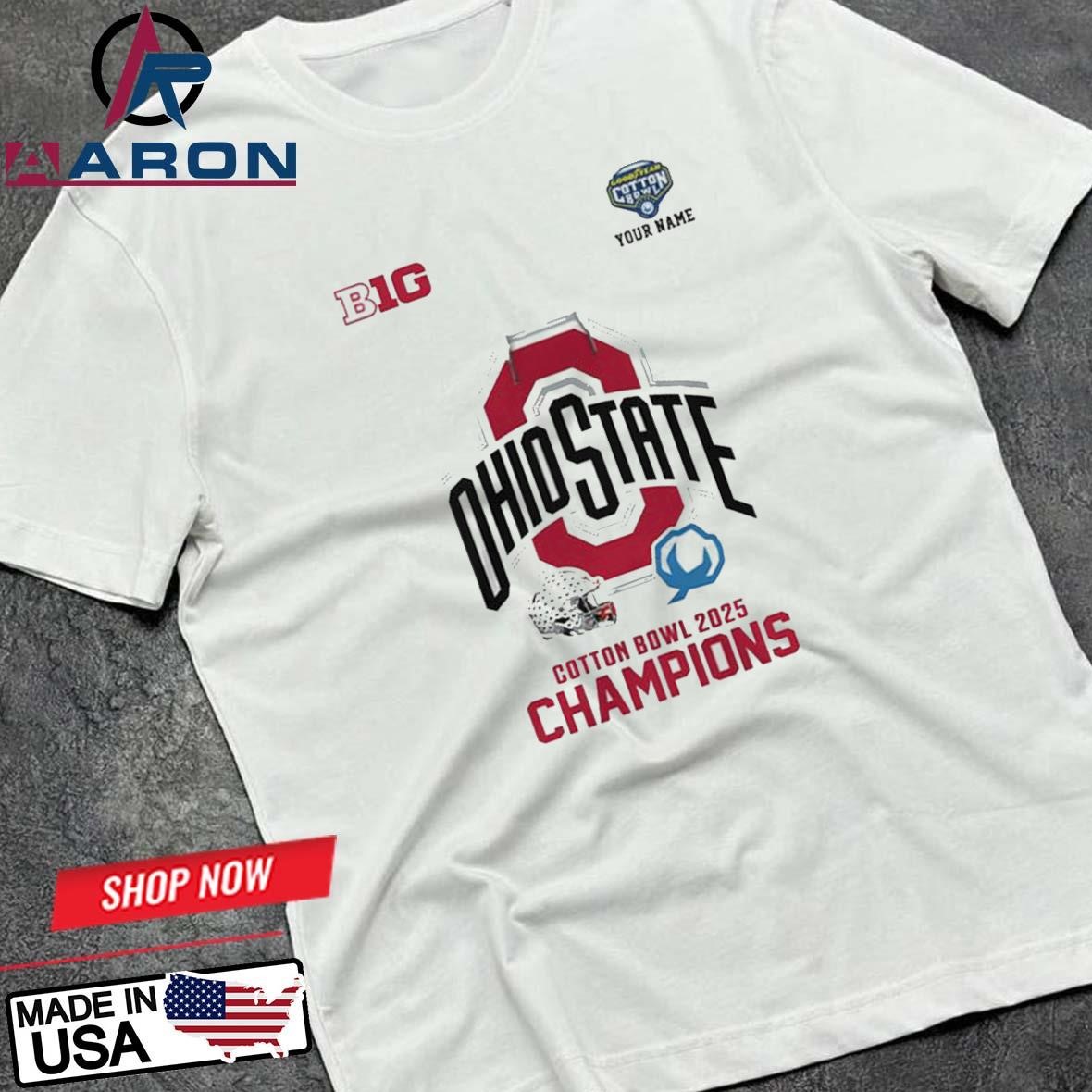 Official Ohio State Buckeyes Playoff Semifinal Goodyear Cotton Bowl 2025 Champions T-Shirts