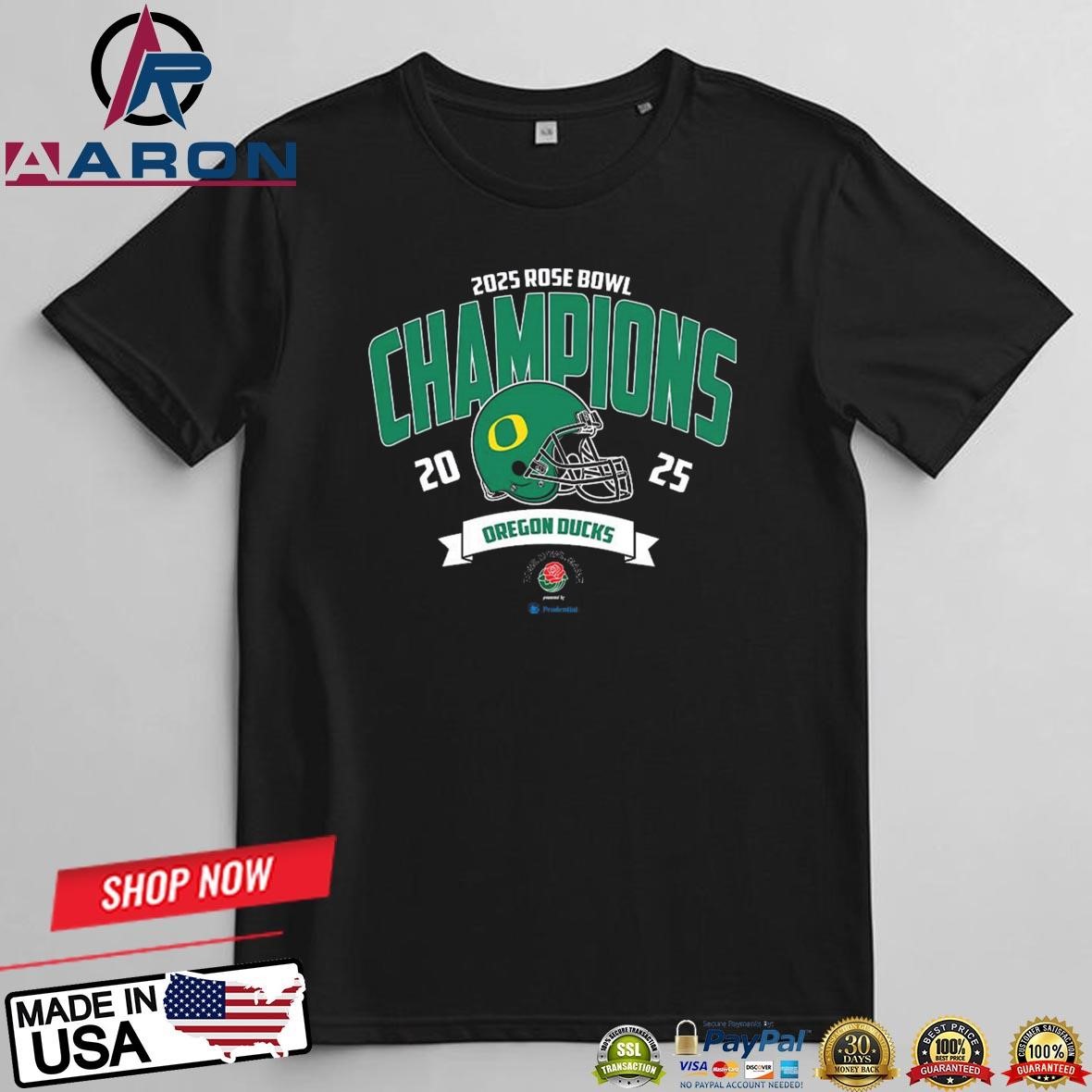 Official Oregon Ducks Football Champions 2025 Rose Bowl Presented By Prudential NCAA College Football T-Shirts