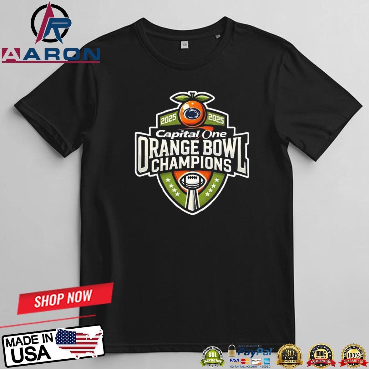 Official Penn State Nittany Lions Capital One Orange Bowl College Football Playoff Semifinal Champions NCAA Bowl Games Season 2024-2025 Logo Merchandise T-Shirts