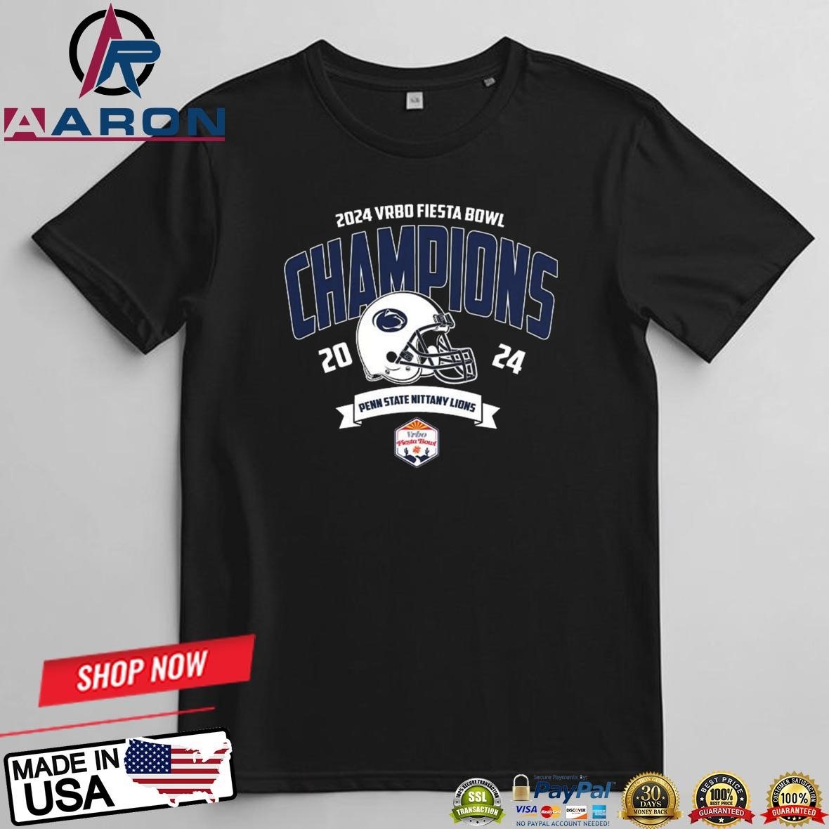Official Penn State Nittany Lions Football Champions 2024 Vrbo Fiesta Bowl NCAA College Football T-Shirts